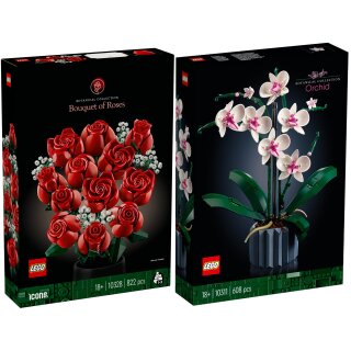 LEGO Blumen Set: 10328 Rosenstrauß & 10311 Orchidee