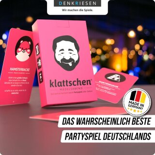 DENKRIESEN - klattschen® - Mädelsabend - SPIELKARTENKARTON "Das wahrscheinlich beste Trinkspiel aller Zeiten"