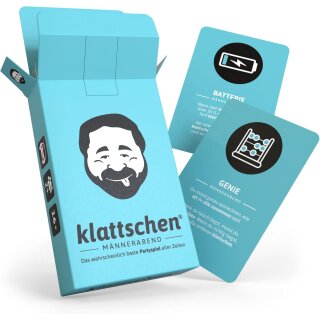 DENKRIESEN - klattschen® - Männerabend - SPIELKARTENKARTON "Das wahrscheinlich beste Trinkspiel aller Zeiten"