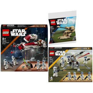 LEGO 3er Set: 75378 Flucht mit dem BARC Speeder, 75345 501st Clone Troopers Battle Pack & 30680 AAT