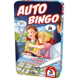 Auto-Bingo Bring-Mich-Mit-Spiel in der Metalldose
