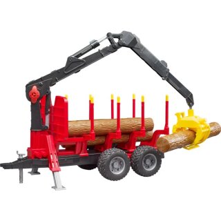 Bruder 02252 Rückeanhänger mit Ladekran plus Zubehör