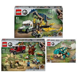 LEGO Jurassic World Set: 76966 Dinosaurier-Missionen: Allosaurus-Transporter, 76965 Dinosaurier-Missionen: Entdeckung des Stegosaurus & 76962 Baby Bumpy: Ankylosaurus