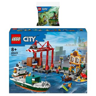 LEGO City Set: 60422 Hafen mit Frachtschiff & 30665 Dschungelforscher mit Baby-Gorilla