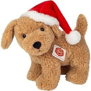 Hund mit Weihnachtsmütze, 20 cm