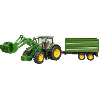 Bruder 03155 John Deere 7R 350 mit Frontlader und Tandemachstransportanhänger