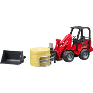 Bruder 02192 Schäffer Hoflader 2034 mit Ballengreifzange und 1 Rundballen