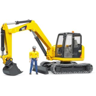 Bruder 02466 Cat Minibagger mit Bauarbeiter