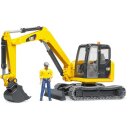 Bruder 02466 Cat Minibagger mit Bauarbeiter