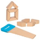 Holzbausteine mit Klettverbindungen und Säge