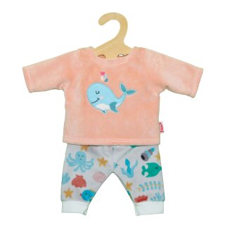Flauschiger Puppen-Pyjama "Wal Bobby", 2-teilig, Gr. 28-35 cm