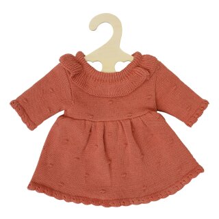 Puppen-Strickkleid aus 100 % Bio-Baumwolle, pfirsich, Gr. 28-35 cm