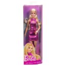 Barbie Fashionistas-Puppe in rosa Metallic-Minikleid mit herzförmiger Aussparung