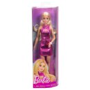 Barbie Fashionistas-Puppe in rosa Metallic-Minikleid mit herzförmiger Aussparung