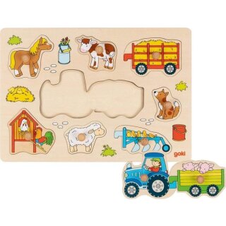 Steckpuzzle Traktor mit Anhängern