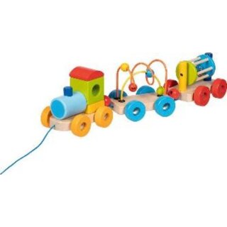 Zug Rio mit Steckbauklötzen, Motorikschleife, Rassel