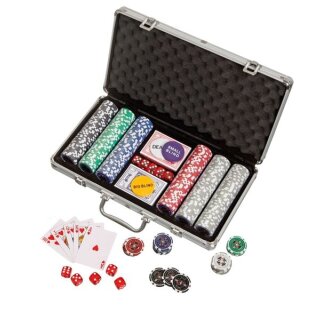 Pokerkoffer, 300 Pokerchips im Aluminiumkoffer