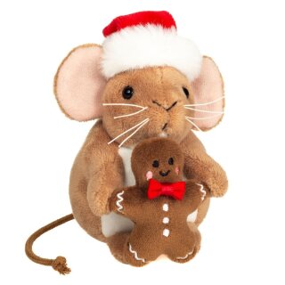 Weihnachtsmaus mit Lebkuchenmann 11 cm