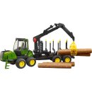 John Deere 1210E Rückezug mit 4 Baumstämmen und...